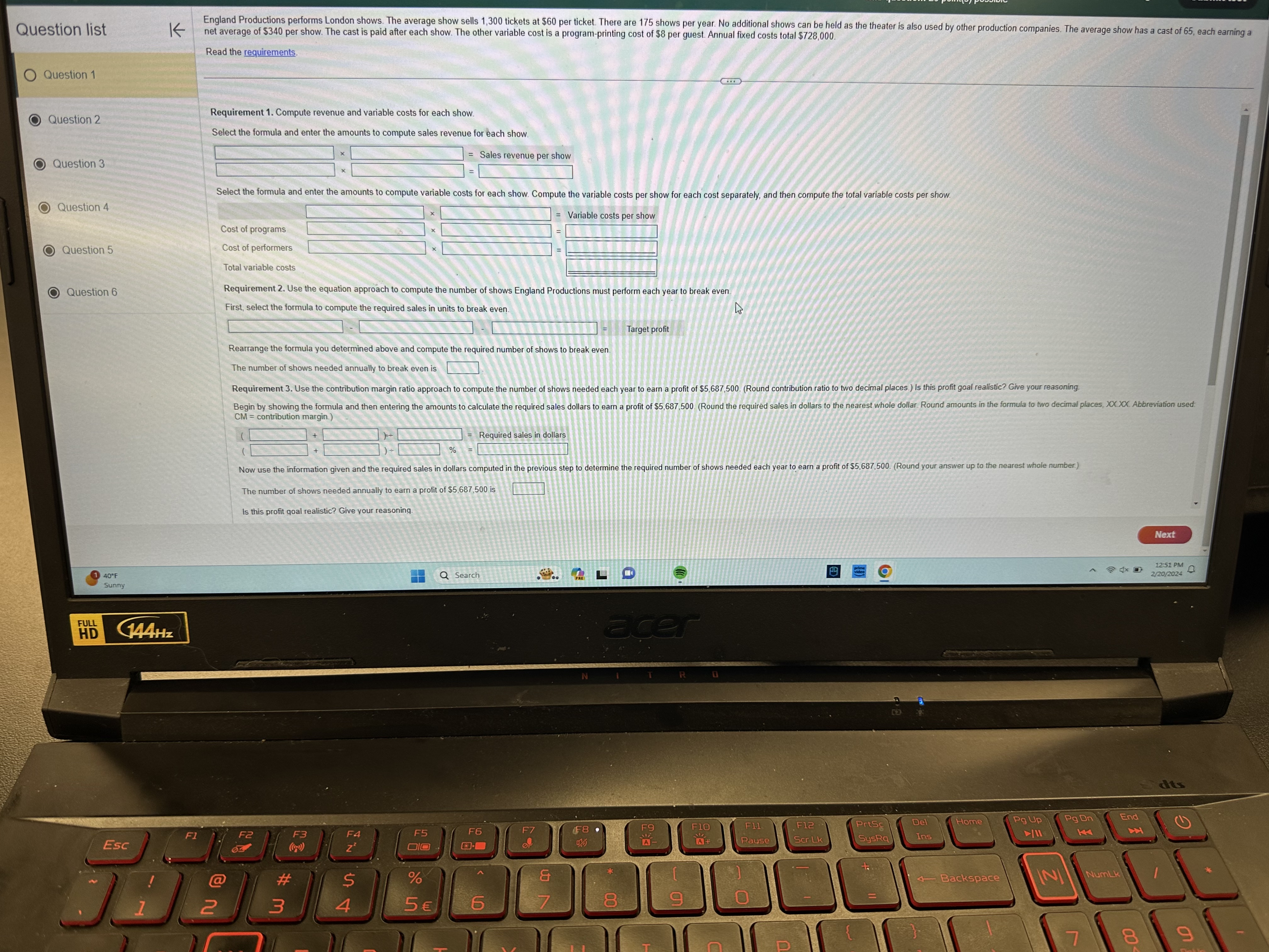  Question list Question 1 Question 2 Question 3 Question 4 Question