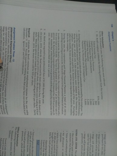 Problem Three E Employee Stok Options) r turm emploves Salierine arealed to