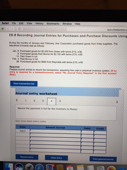 Discounts Using a Perpe During the months of January and February, Axe