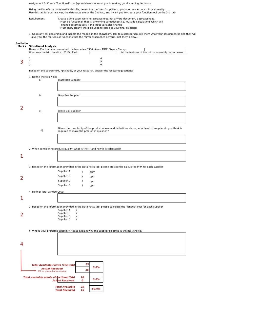  please put your formulas beside the answer Assignment 1- Create "functional"