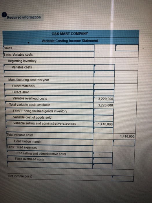 P2 [The following information applies to the questions displayed below.) Oak Mart,
