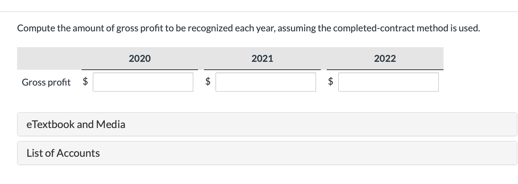 job was completed in 2022. The following information is available. 2020 2021
