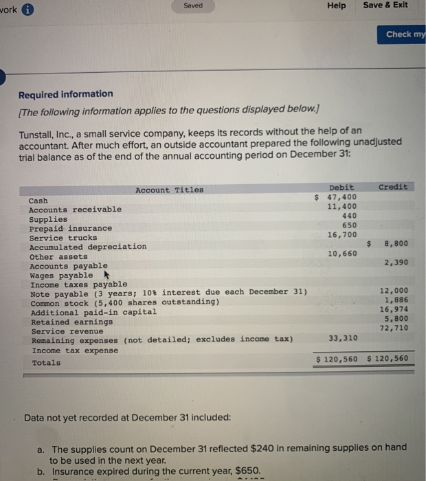  vork Saved Help Save & Exit Check my Required information [The