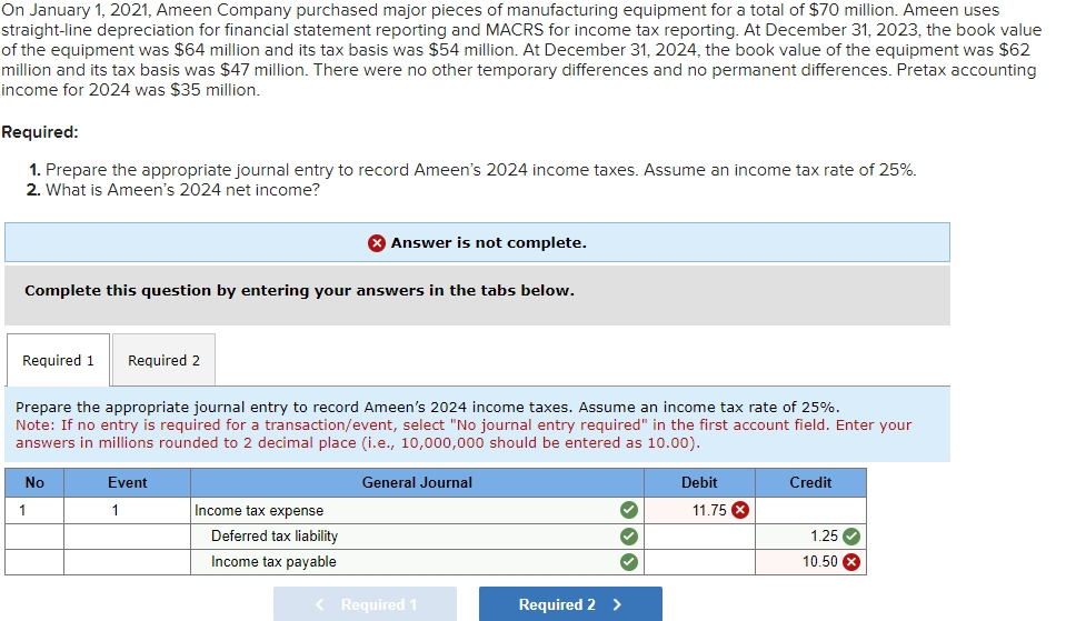  On January 1,2021, Ameen Company purchased major pieces of manufacturing equipment