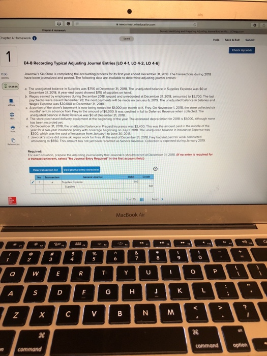  hapter 4 Homework Help Save & EitSuomt E4-8 Recording Typical Adjusting