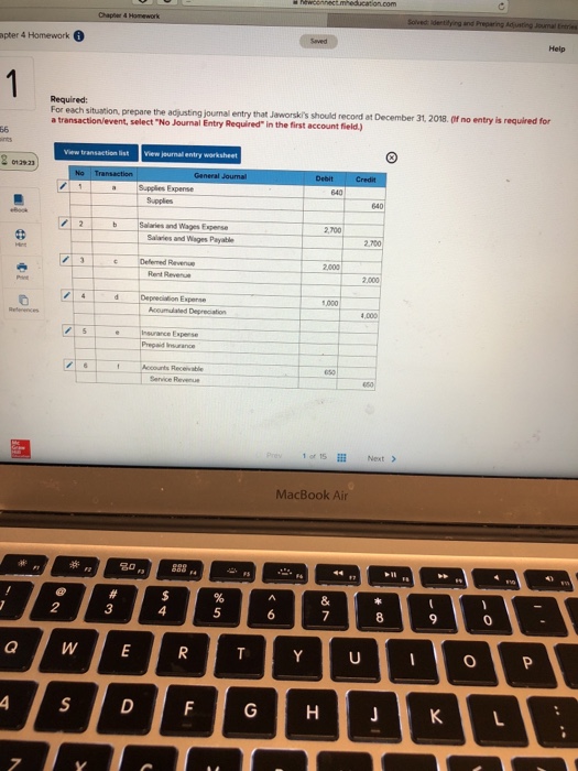 Journal Entries [LO 4-1 LO 4-2, LO 4-6 Jaworski's Ski Store is