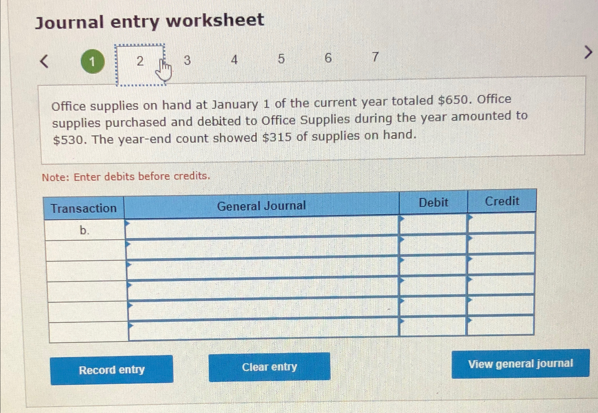  Journal entry worksheet 1 2 3 4 5 6 7 Office