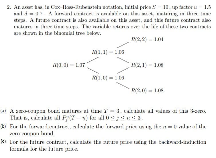 2. An asset has, in Cox-Ross-Rubenstein notation, initial price S =