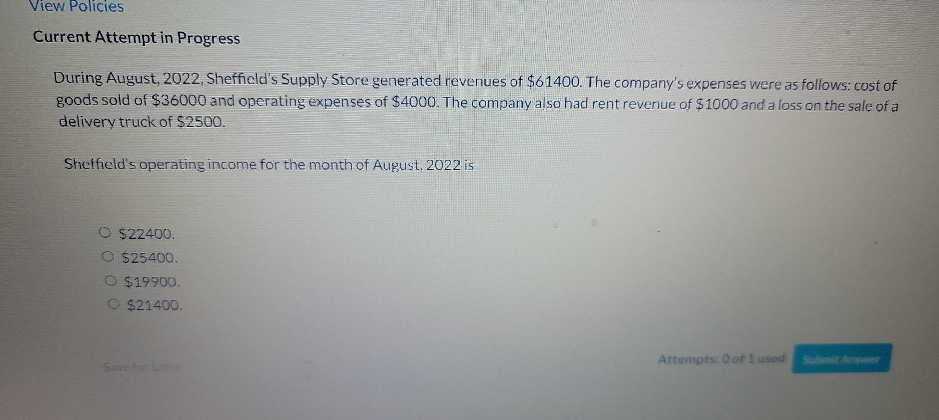 View Policies Current Attempt in Progress During August, 2022, Sheffield's Supply