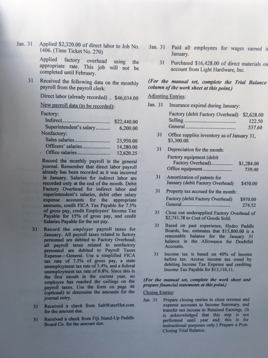 were ompleted by Hydro Paddle Boards, Inc. during anuary, the first month