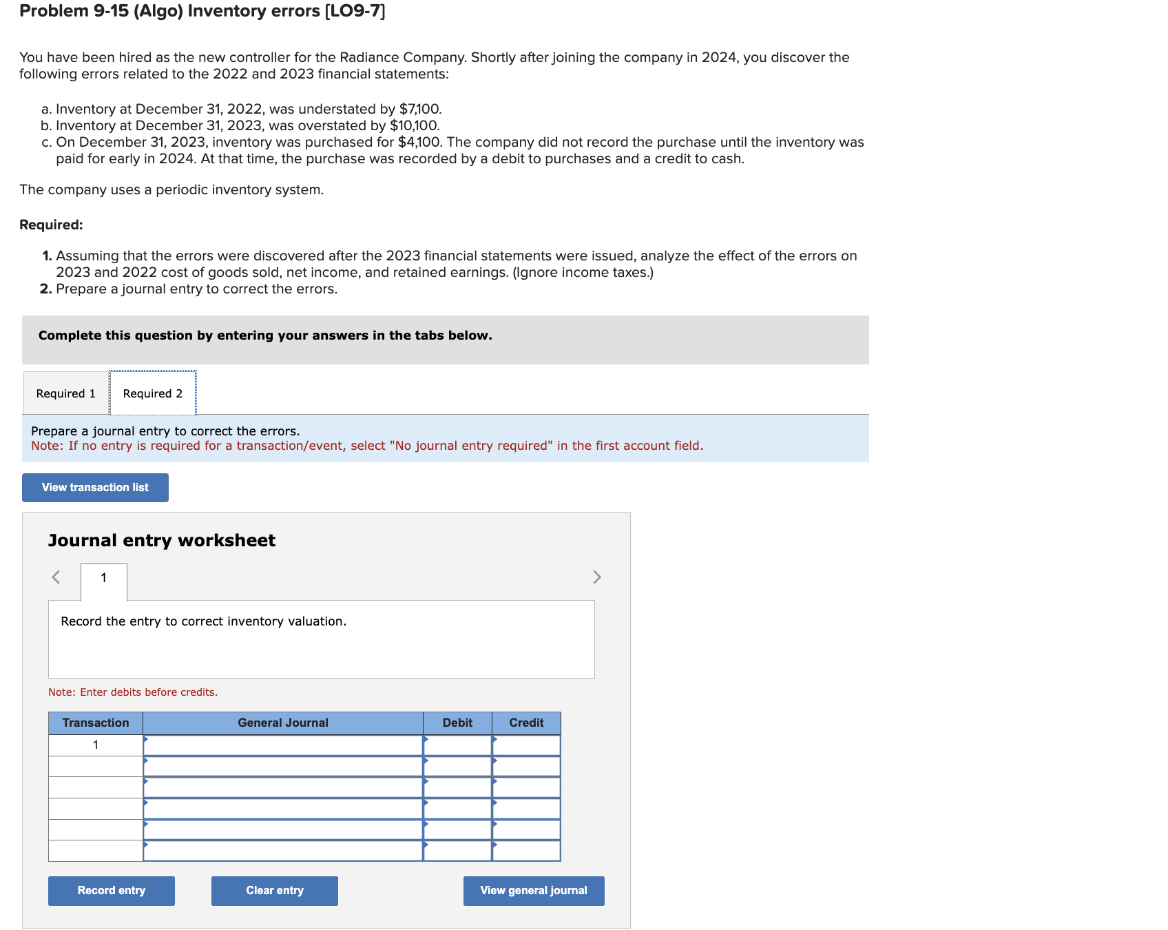 the new controller for the Radiance Company. Shortly after joining the company