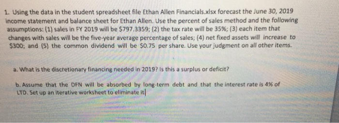  1. Using the data in the student spreadsheet file Ethan Allen
