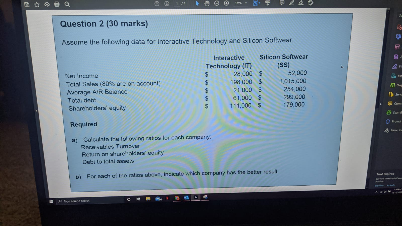  1 71 e 175% DEE Question 2 (30 marks) Assume the