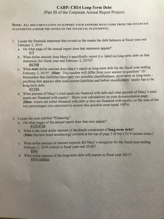 i need help with 1c and 2b. CARP: CH14 Long-Term Debt (Part