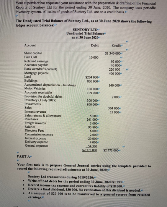  Your supervisor has requested your assistance with the preparation & drafting