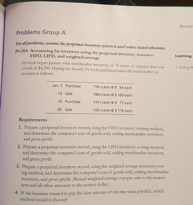 all the requirements Mcrchar Problems Group A For all problems, assume