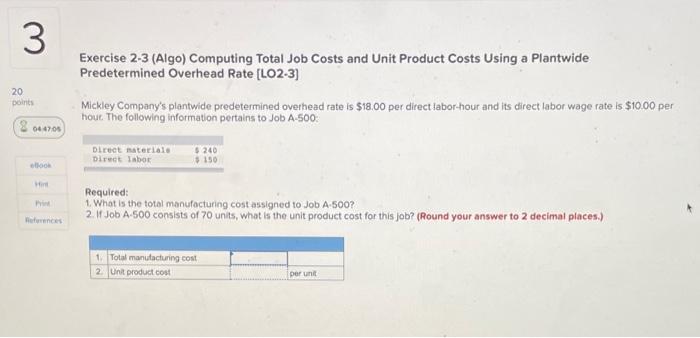 chapter 2 HW 1 3 Exercise 2-3 (Algo) Computing Total Job Costs