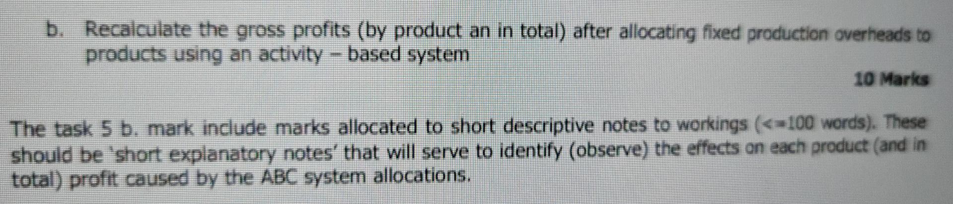 Ltd - continued: The finance office (cost and management accounts) recently performed