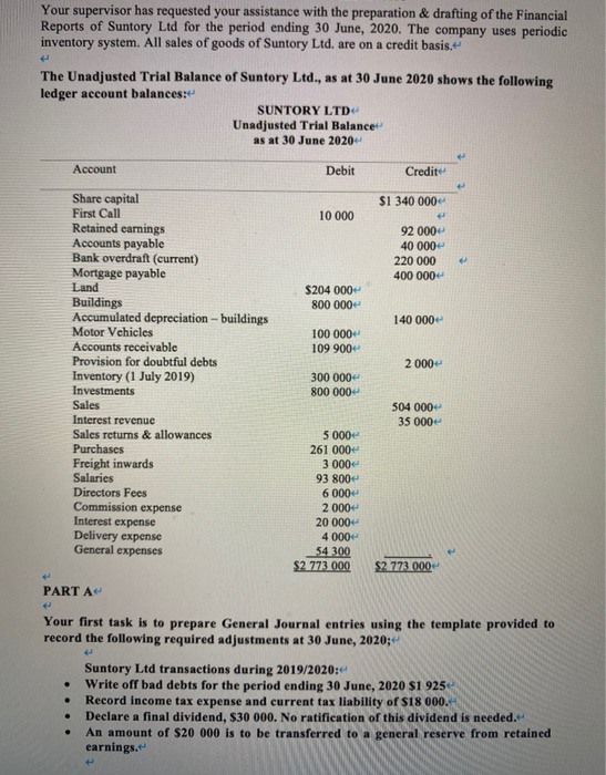  Your supervisor has requested your assistance with the preparation & drafting
