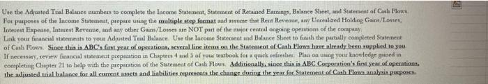  B D E 1 2 ABC Corporation Adjusted Trial Balance December
