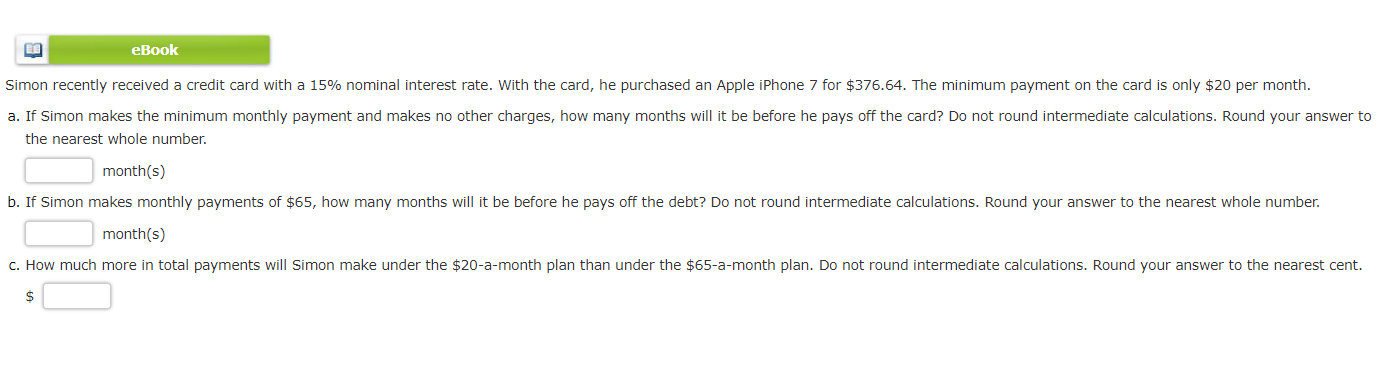 the nearest whole number. month(s) month(s) $