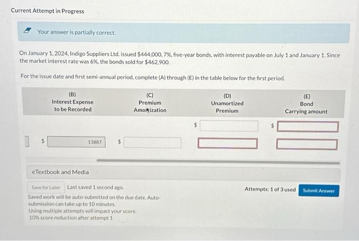 January 1,2024, Indigo Suppliers Ltd, issued $444,000,7%, five-year bonds, with interest payable