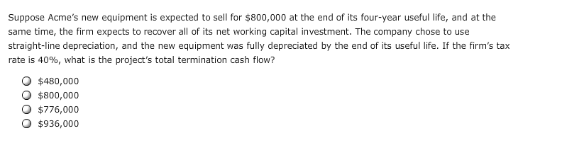 the case of Acme Manufacturing: Acme Manufacturing is considering a project that