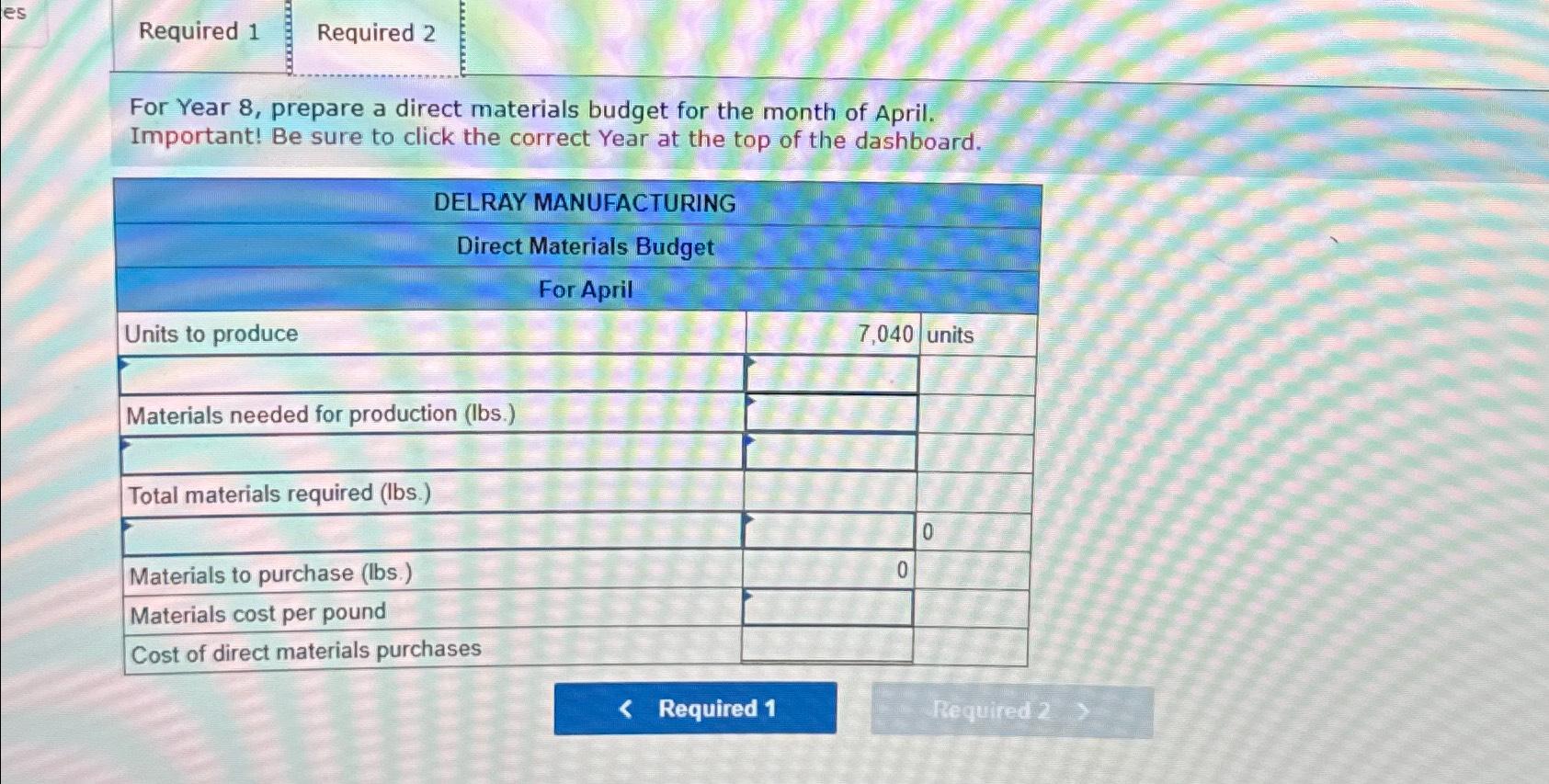  Tableau DA 20-1(Algo): Quick Study, Prepare direct materials budget LO P1
