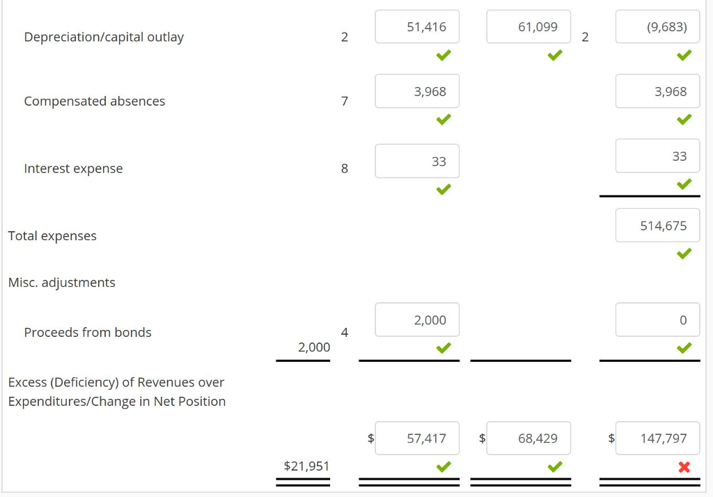and expenses for the year under accrual accounting that were not recognized