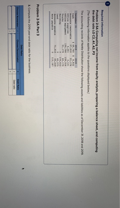  Required information Problem 2-5A Computing net income from equity analysis, preparing