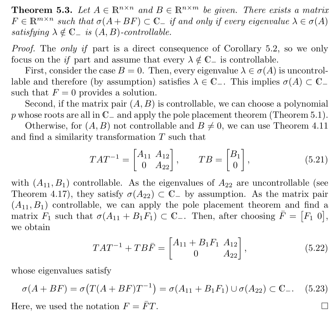  Consider the linear system x(t)= Ax(t)+ Bu(t), with x(t) belonging to