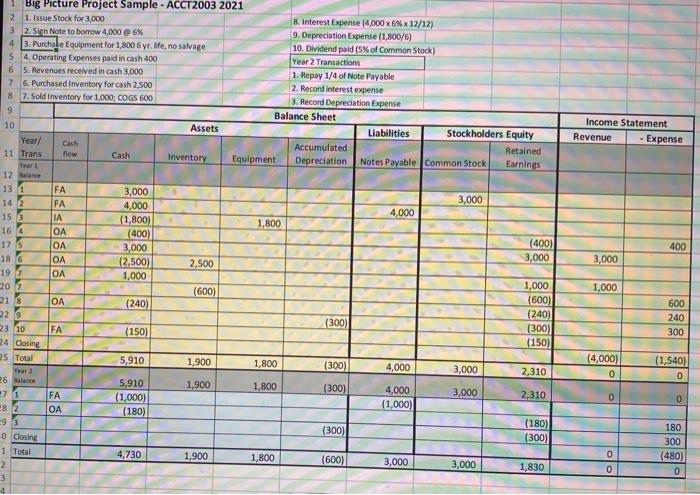  1 Big Picture Project Sample - ACCT2003 2021 21. Issue Stock