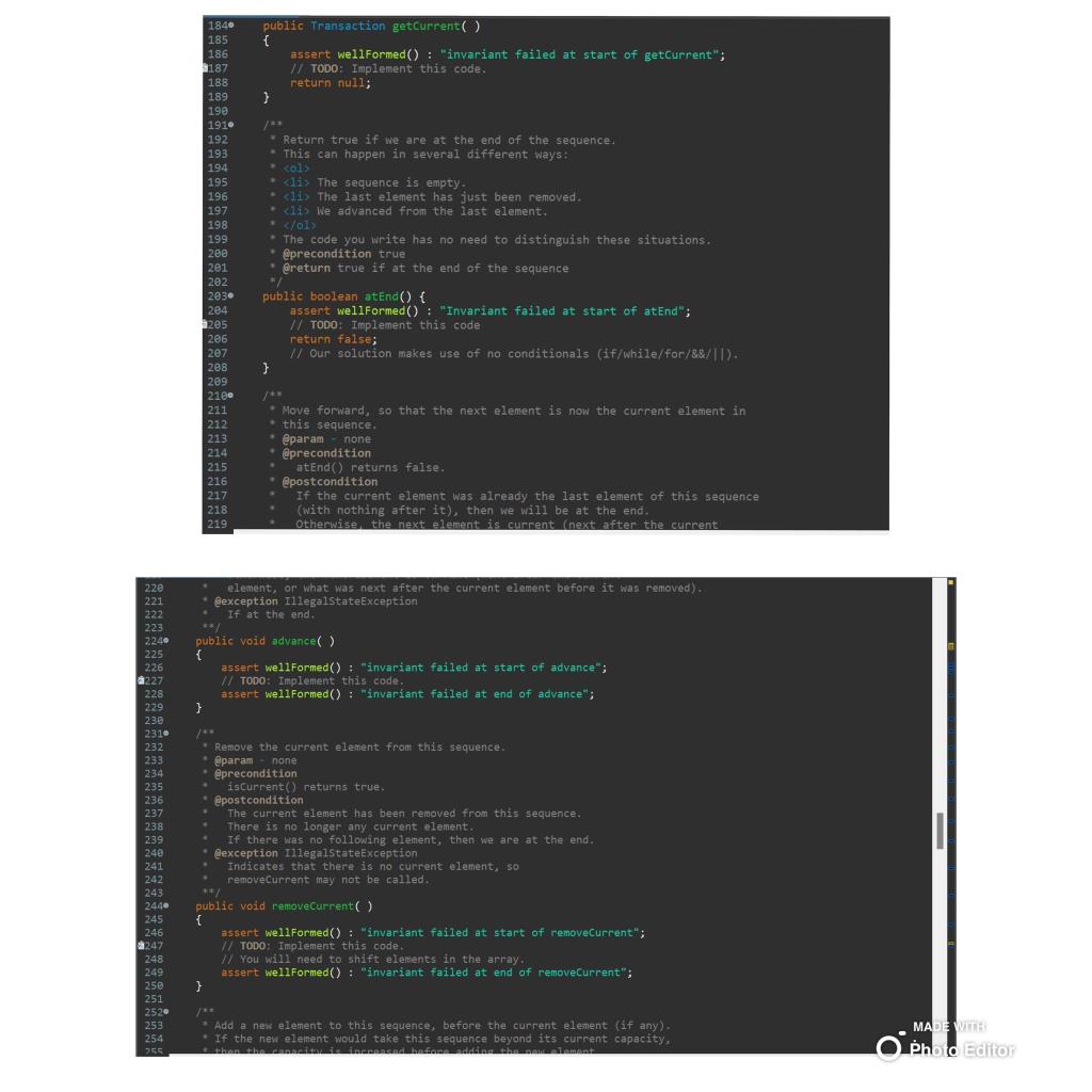build a TransactionSeq ADT, a sequence of transactions. 1 Concerning the TransactionSeq