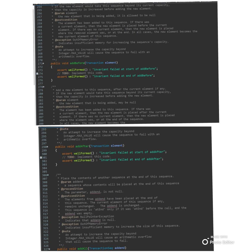 ADT This ADT will make use of Transaction objects. You will not