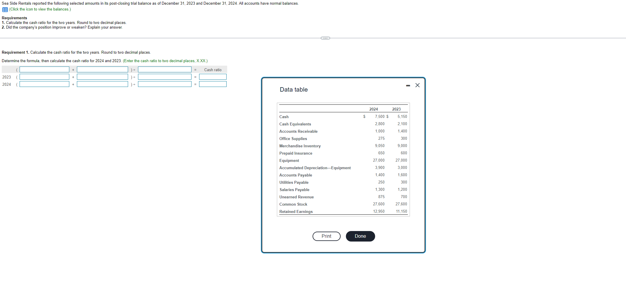 Chapter 7 Question 5 Answer all the requirements please. Sea Side Rentals