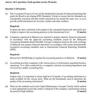 Answer ALI. questions. Each question carries 20 marks. Question 1 (20