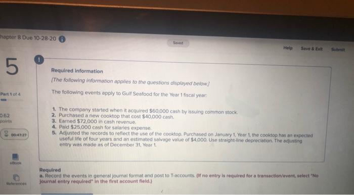  Chapter 8 Due 10-28-20 Seved Help Save & alt Surat 5