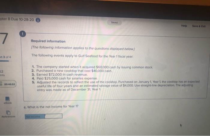 following events apply to Gulf Seafood for the Year 1 fiscal year