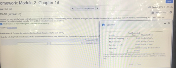  omework: Module 2: Chapter 19 Save ore: 0 of 1 pt