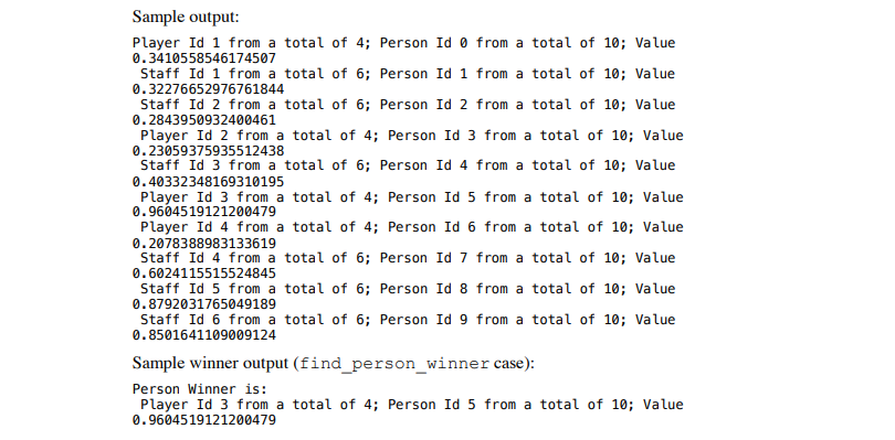 of an arbitrary number of players and staff competing against each other.