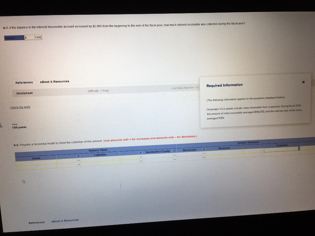 a. Husemann Co.'s assets include notes receivable from customers. During fiscal 2016,