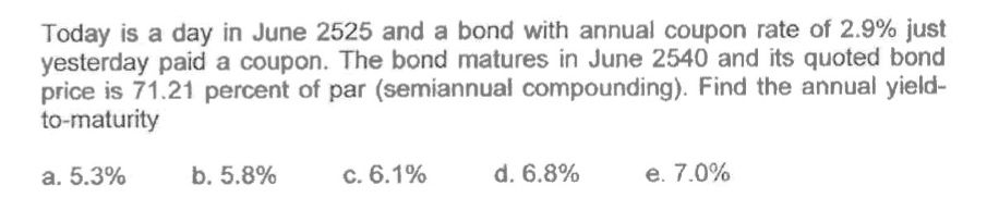 Please show all work and formulas Today is a day in June