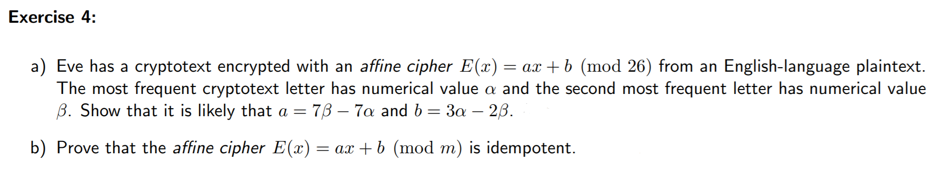 Cryptography question: answer completely and carefully with full working out for a