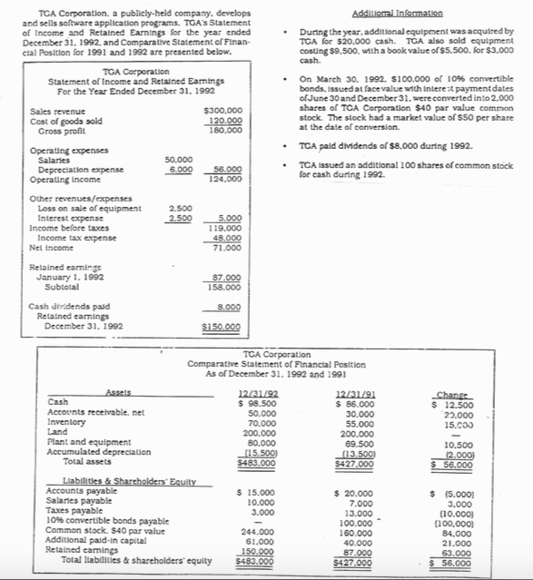  Assignment 1: Using the direct method, prepare a Statement of Cash