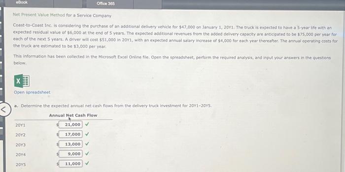 I need help with part B please Net Present Value Method for