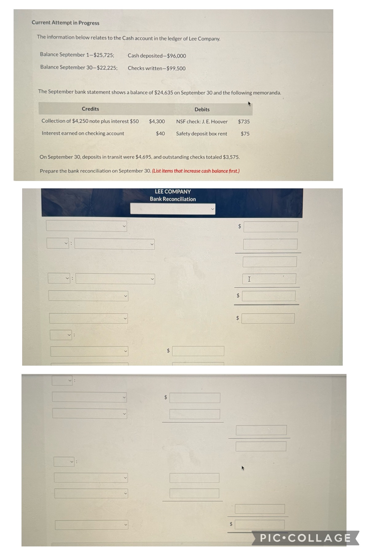 Current Attempt in Progress The information below relates to the Cash