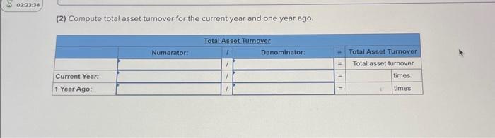 income statements for the Cufrent Year and 1 Year Ago, follow. For
