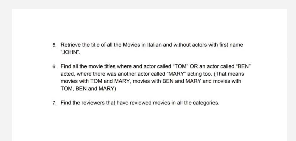 database. ACTOR (actor_id, first_name, last_name, last_update) LANGUAGE (language_id, name, last_update) CATEGORY (category_id,