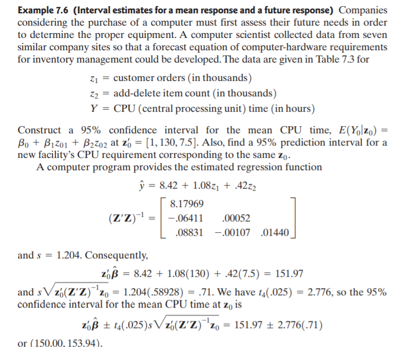 really appreciate your help Q1: Using data in example 7.6, find the