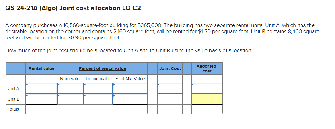 First Problem: Second Problem: A company purchases a 10,560 -square-foot building for